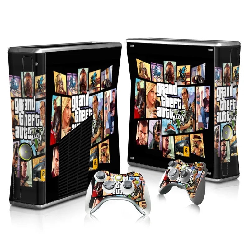 Кожа наклейки для Xbox 360 Slim консоли и контроллера Xbox360 тонкий винил Grand Theft Auto V GTA