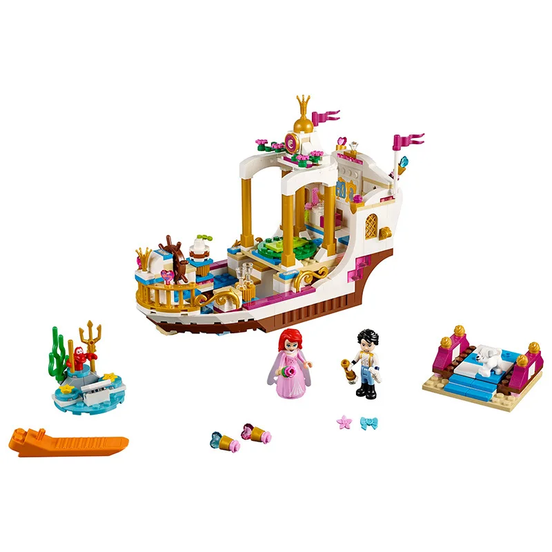 Принцесса Ариэль Королевское торжество лодка строительные блоки кирпичи 41153 принцесса Русалка Ариэль фигурки модель игрушки подарок