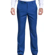 Для мужчин формальный Бизнес Телевизор с Royal Blue гладить брюки для Свадебная вечеринка или любой вечерние жениха Для мужчин костюмы штаны