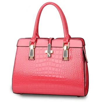 

Fashion Pink Color Crocodile Pattern PU Women Handbag Casual Office Lady Shoulder Bag Crosss Decoration