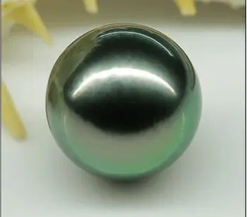

free shipping Perfect 13mm tahitian genuine black peacock green loose pearl undrilled