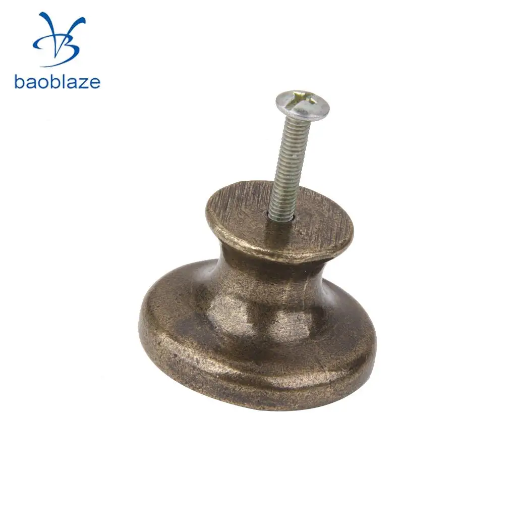 2pcs Vintage Brass Door Knob Cabinet Cupboard Drawer Dresser Pulls Handle Knob with Screws - Flower Bird