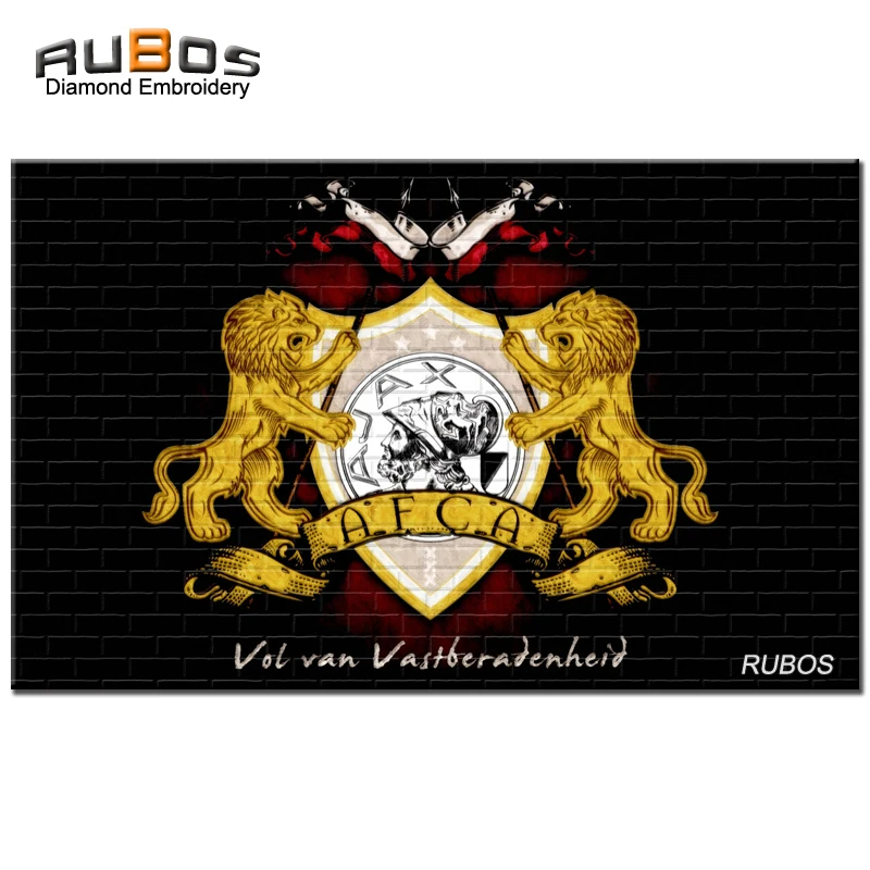 RUBOS AJAX Soccer DIY 5D Diamond Painting Netherland Team Badge Complete Square Or Round Diamond Embroidery Christmas Hobby Kids (23)
