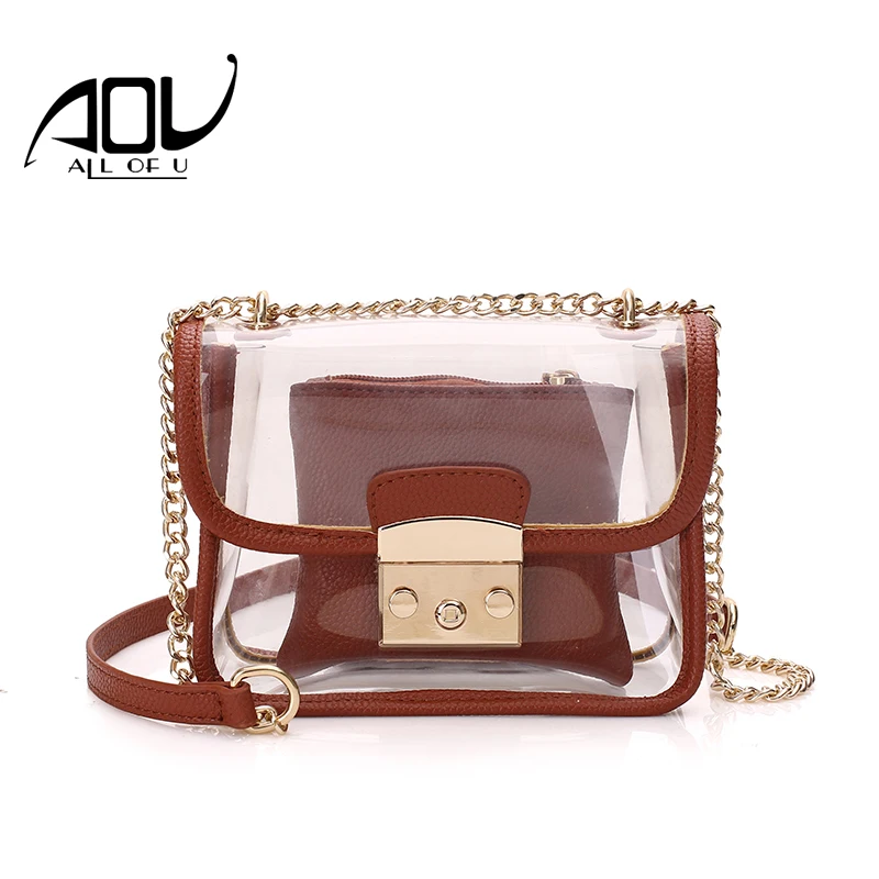 

High quality clear plastic handbags women messenger bag for girls shoulder bags clutch transparent day evening purse jelly bag