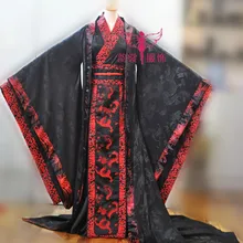 Мужской китайские свадебные черный, красный дракон костюм Hanfu Tang Косплэй одежда Император одежда для Для мужчин