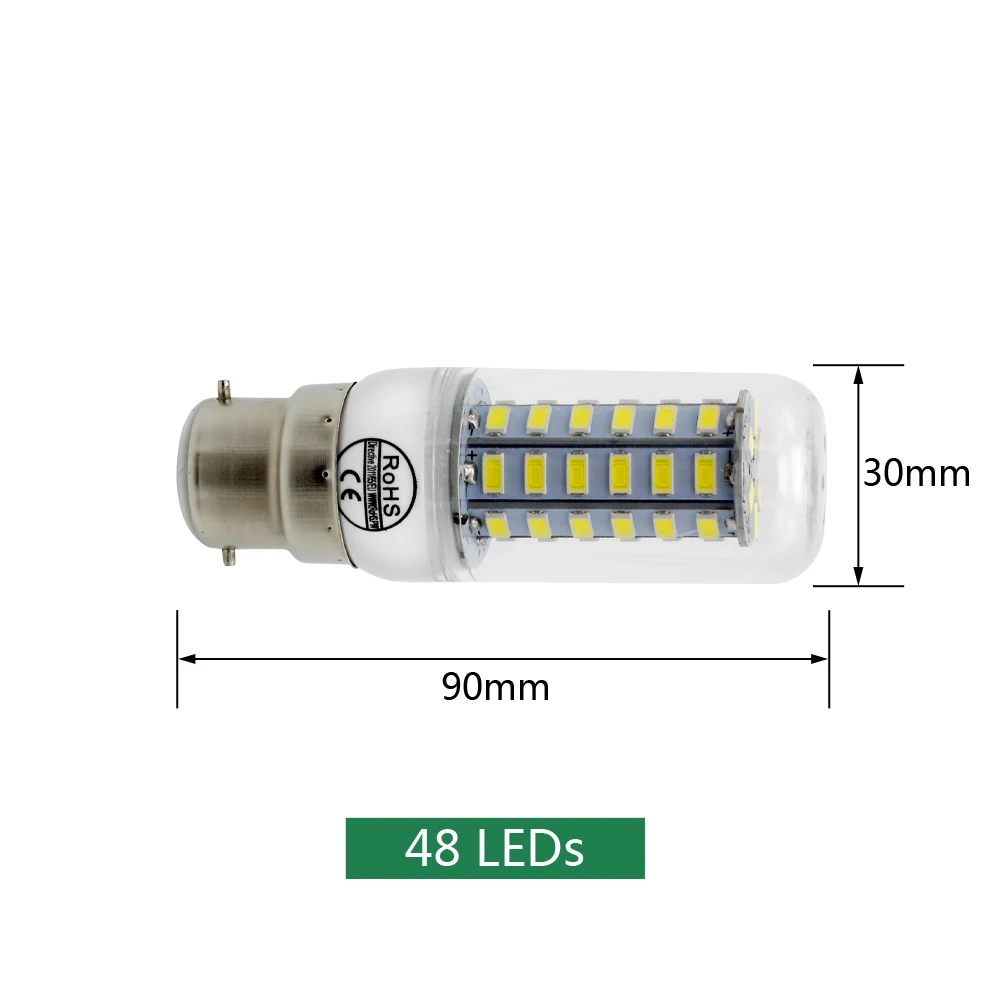 Светодиодный Кукуруза лампы 220V SMD 5730 лампы 24 36 48 56 69 72 светодиодный огни для люстры B22 лампы для дома Decrations ампулы