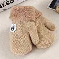 Удивительные милые плотные удобные теплые перчатки для новорожденных; зимние теплые перчатки для новорожденных; варежки для маленьких мальчиков и девочек - Цвет: Beige