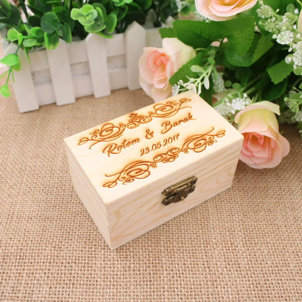 Personalized Rustic Ring Bearer Box , Custom Wedding Ring Box, Rustic Wedding Ring Bearer Pillow Box, Engraved Wooden Ring Box1