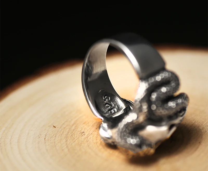 ZABRA,, 925 пробы, серебряное кольцо с черепом, для мужчин, со змеей, большой, в стиле панк-рок, подарок для байкера, мужские кольца, серебряное, готическое ювелирное изделие
