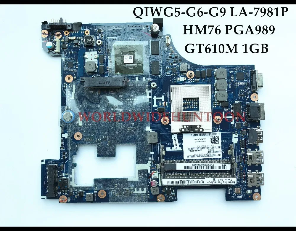 Высокое качество QIWG5-G6-G9 LA-7981P для lenovo Ideapad G580 Материнская плата ноутбука HM76 PGA989 DDR3 GT610M 1 ГБ полностью протестирована