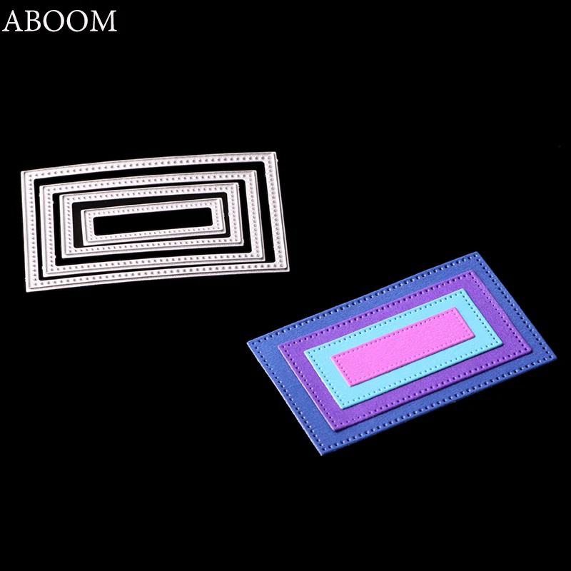 ABOOM 4 шт./лот серебряные прямоугольные металлические трафареты из углеродистой