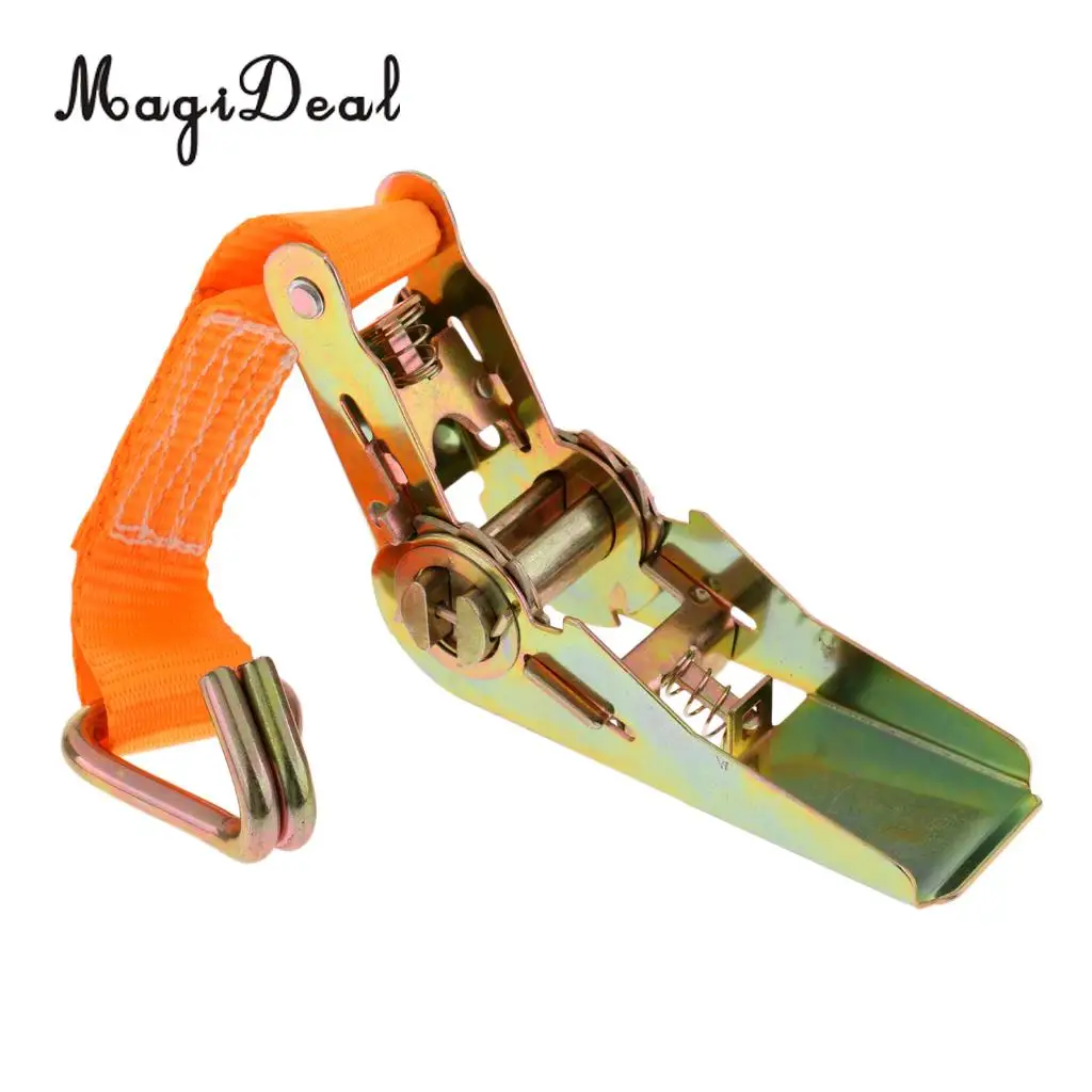 MagiDeal High Strength Orange Polyester 800KG Tie Down Trailer Lashing Ratchet Strap Webbing & Double J Hook Tow Kit Accessories