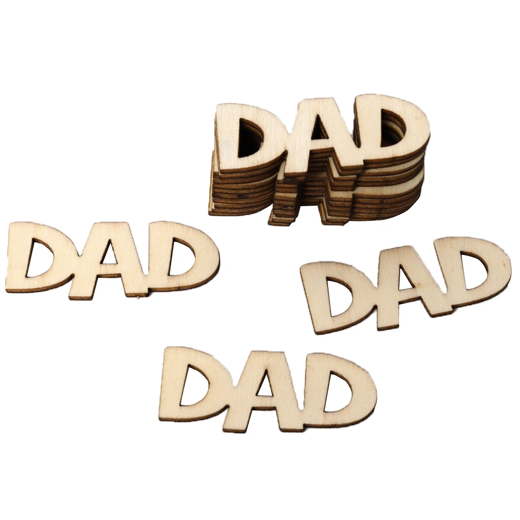 15Pcs/Set Rustic Wooden DAD Confetti Plaque for Wedding Birthday Party Table Scatter Decor Craft - 48x26mm