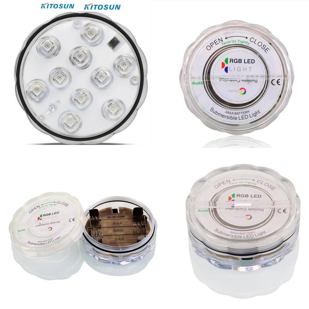 1 pc/lot RGB 10LED luz sumergible con pilas IP68 impermeable piscina boda piscina estanque 1 pc/lot RGB 10LED luz sumergible con pilas IP68 impermeable piscina boda piscina estanque