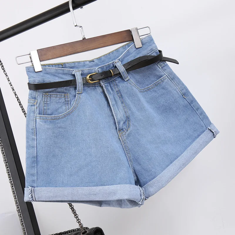 2018 Summer Women High Waist White Denim Shorts Vintage Basic Casual Crimping Denim Mini Shorts
