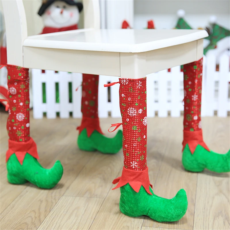 Рождественские ножки для стола, чехлы для стула, рождественские украшения для дома, Забавный стол, ужин, Рождественская шапка, Чехол для стула, год