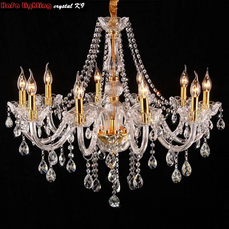 高級階段調光可能 LED シャンデリア 光沢 K9 クリスタル ペンダント