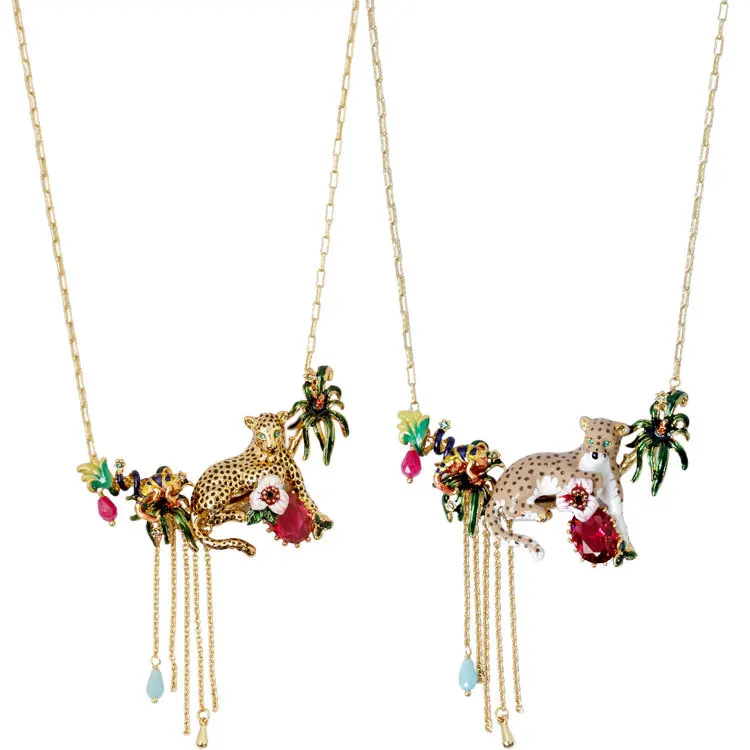 

French Dyxytwe Orange Flower Leaves Necklace Women Elegant Luxury Party Necklace Brand Jewelry