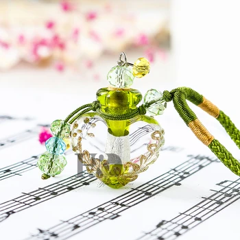 

H&D 1PC Crystal Heart-shape Bottle Pendant Vial Necklace Perfume Essential Oil Diffuser Handmade Spical Pendant Gift (Green)