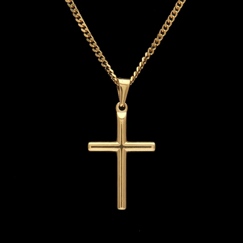 Золотой цвет нержавеющая сталь крест кулон ожерелья для мужчин хип хоп/Рок Мода Винтаж ожерелье мужские ювелирные изделия подарки