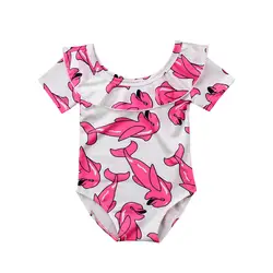 Милый детский купальный костюм для пляжная одежда для маленьких девочек короткий рукав Дельфин Цельный боди бикини Животные купальники с