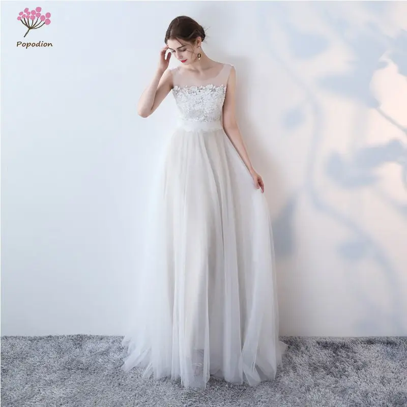 

Popodion evening dress white lace evening gowns for women women sequin dresses evening party robe de soiree PRO30062
