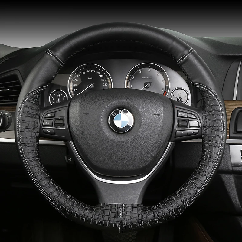 

KKYSYELVA The first layer of leather four seasons universal round steering wheel cover