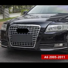 Chrome ABS Front Grille Cover Bumper Trim Strips For Audi A6 2005 11 Car Styling Fog
