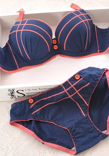 Free shipping young girl women bra & brief sets button