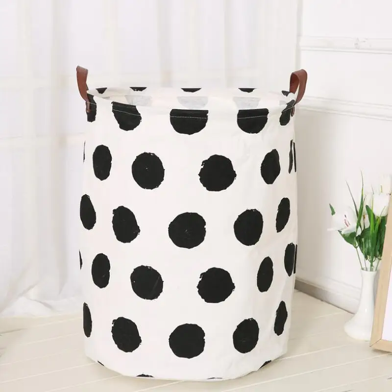 Toy storage basket children room organizer folding bag with handle self stand clothes storage laundry basket LX7482