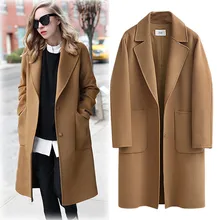 Женское повседневное шерстяное пальто весна осень большой размер свободная смесь зимняя куртка длинный рукав размера плюс шерстяное пальто 5XL W384