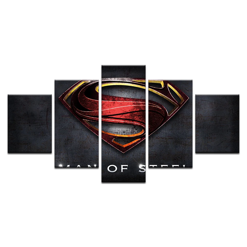 HD Printed Superman Wall Art Canvas Painting Movie Poster 5 Piece