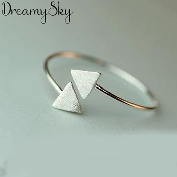

Bohemian Fashion 925 Sterling Silver Triangle Rings For Girls S925 Antique Ring Luxury Jewelry Women Wedding Party Gifts