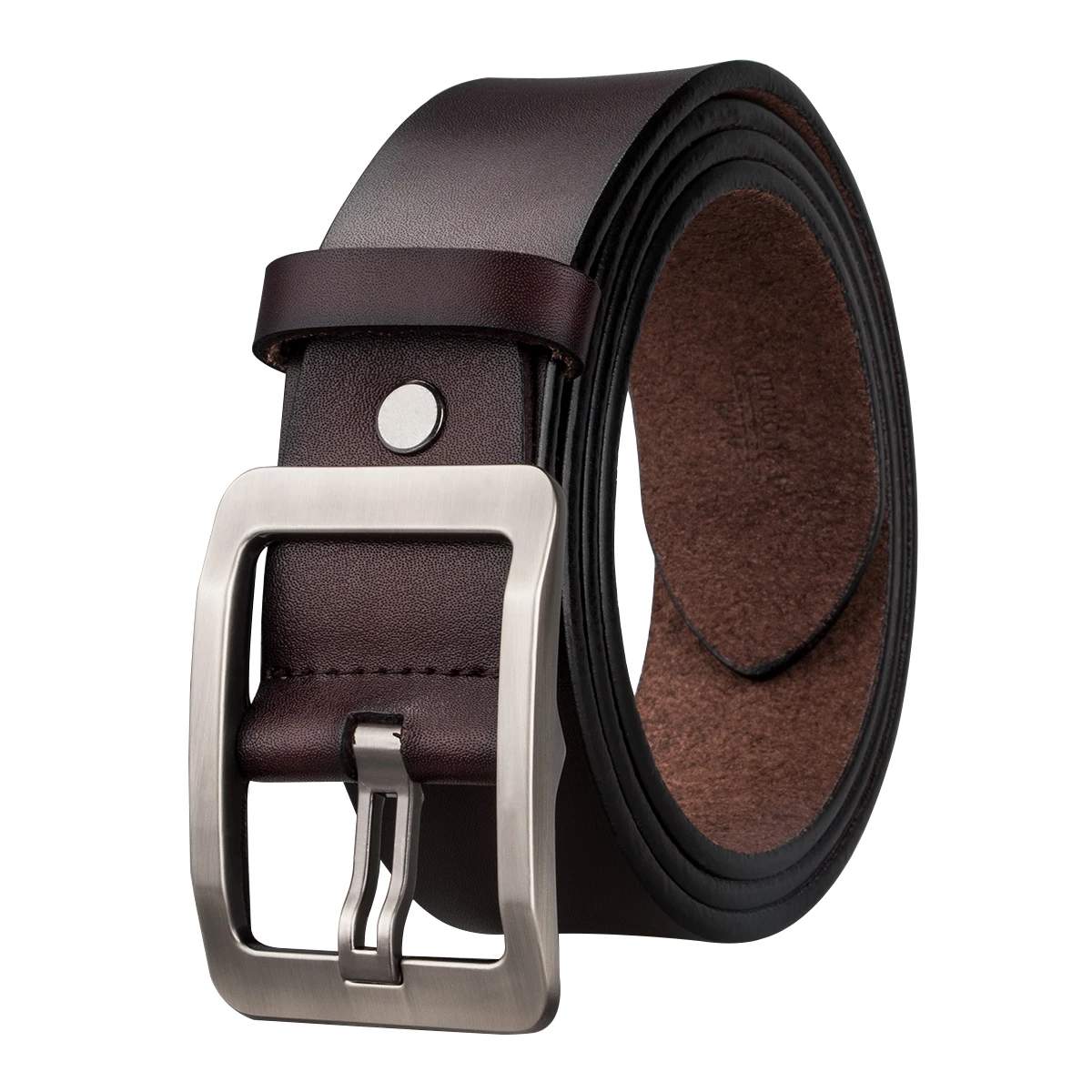 2018 Casual Designer Brown Leather Belts for Men Jeans High Quality