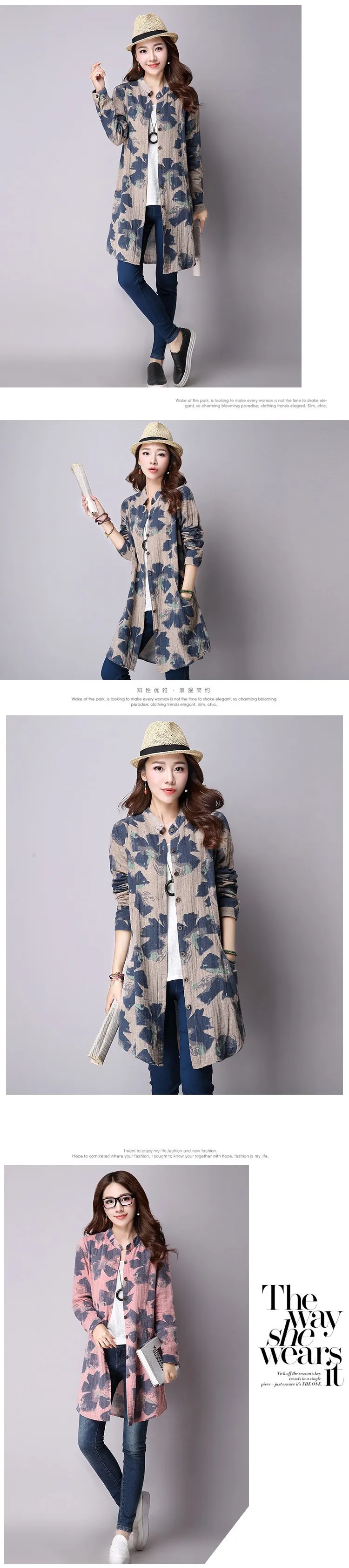 NIJIUDING Spring New Fashion Floral Print Cotton Linen Blouses Casual Long Sleeve Shirt Women  Top With Pockets cute blouses