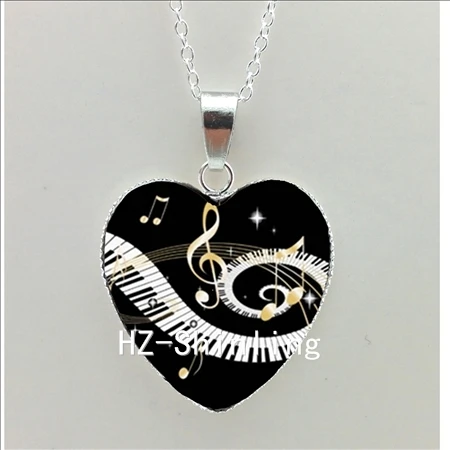 Новинка, рояльное сердце, ожерелье, музыкальное пианино, сердце, подвеска, Черное и белое пианино, ключи, ювелирные изделия, женское ожерелье в форме сердца, HZ3 - Окраска металла: 1