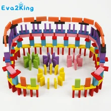 Eva2king 120/240 шт деревянные цветные домино Конструкторы моделирование зданий наборы ранние яркие домино обучающие игры игрушки для детей