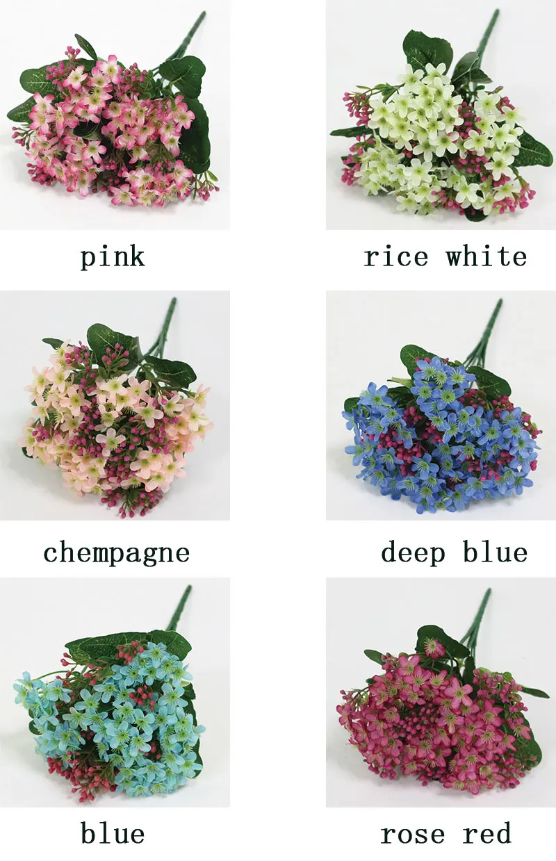 Flone Simulation European Gypsophila Flower Bouquet Small Daisy Dance Silk Flowers Decoration Wedding Flower Arrangement  (17)