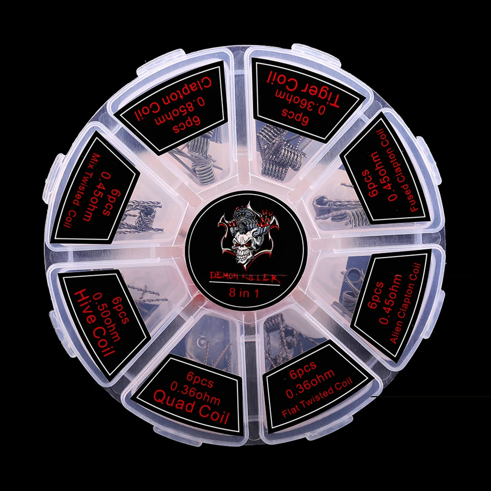 Оригинальный набор намотки Demon Killer 8 в 1 48 шт. с Hive/Quad/Tiger/Clapton/Mix Twisted/Flat