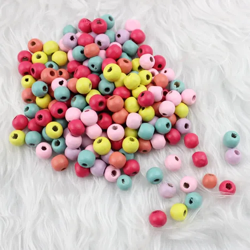 

300pcs/lot Wholesale Colorful Lead-free Round Wood Beads for Bracelet/Necklace approx 7-8mm k04066