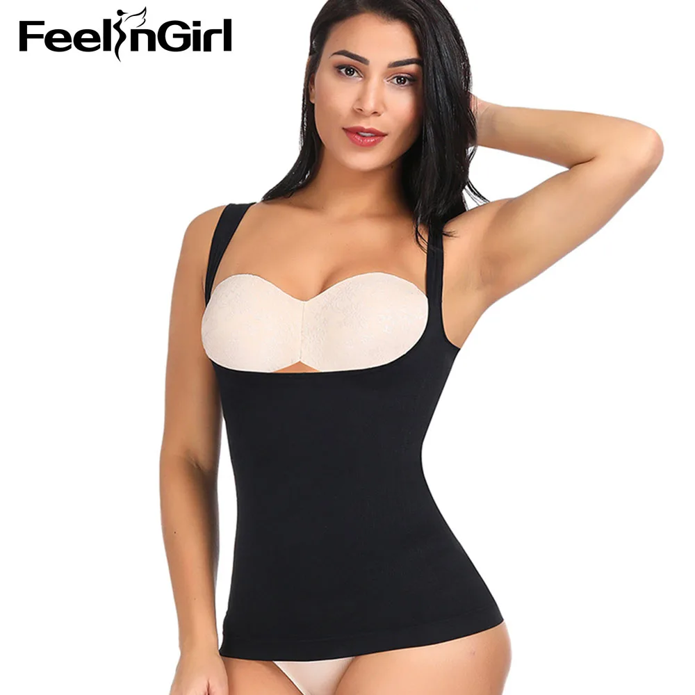 Женский бесшовный корсет FeelinGirl Shaper облегающий топ на бретелях с лифтом пояс для