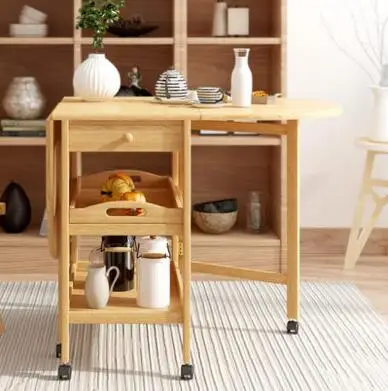 Folding table. Wooden retractable folding table. Portable receiving table.