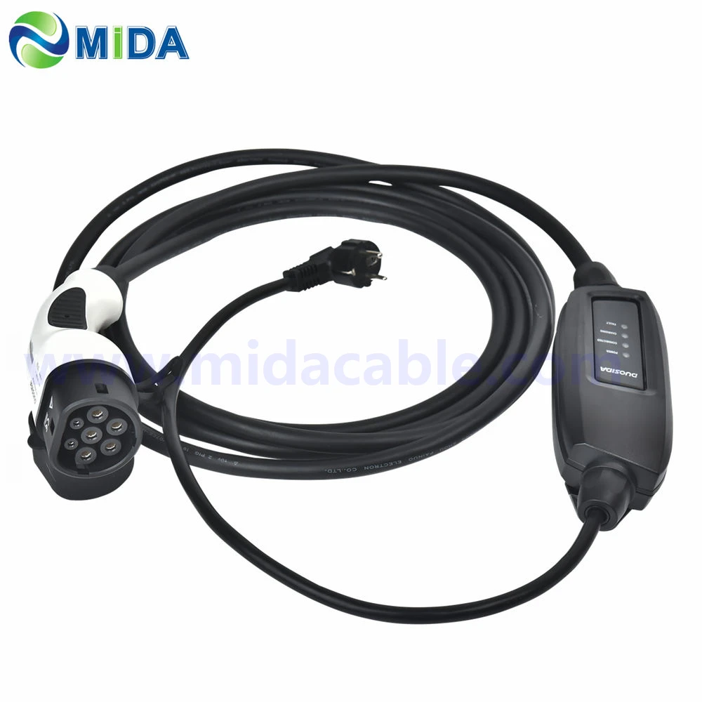 

5Meter 16Amp EU Schuko Plug IEC 62169 Type 2 Female Plug EV Charging Cable 16A EVSE Portable Type 2 EV Charger for Car Side