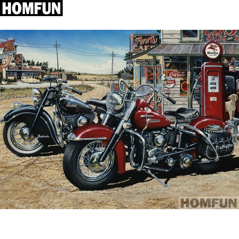 

HOMFUN Full Square/Round Drill 5D DIY Diamond Painting "Town motorcycle" Embroidery Cross Stitch 5D Home Decor Gift A01526