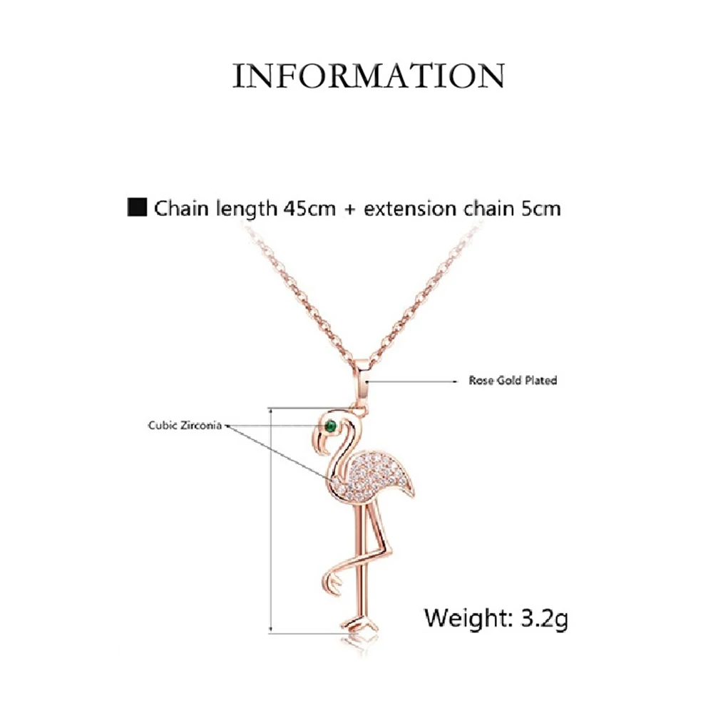 Розовый золотой и серебряный цвета очаровательные ожерелья и чокер Фламинго Подвески с изображениями животных ювелирные украшения из хрусталя и циркония для женщин любовник подарок