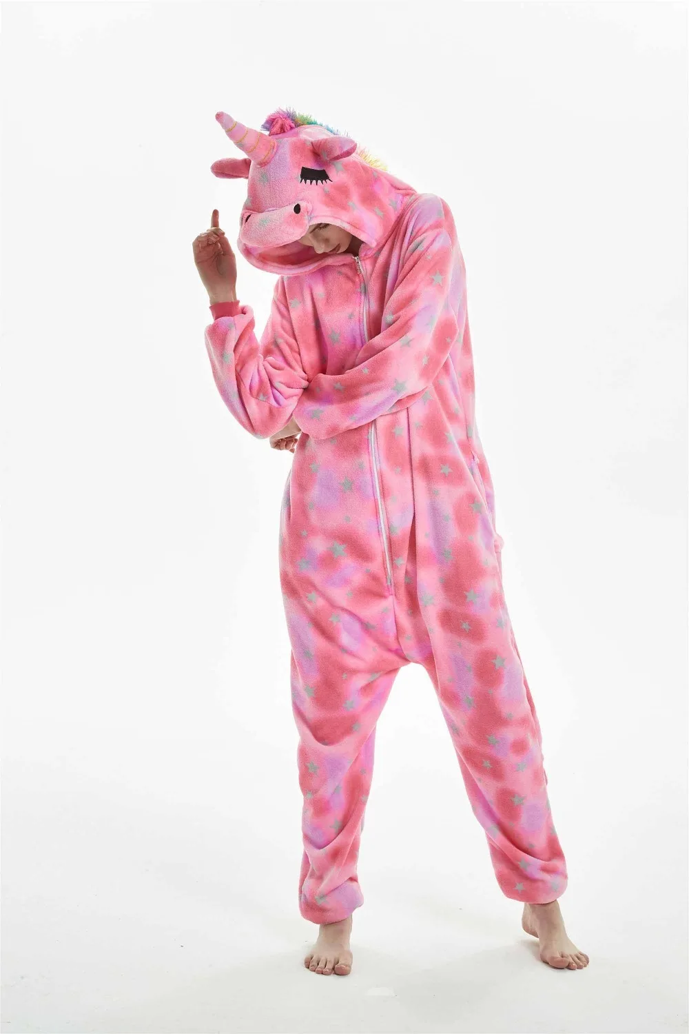 Halloween costumes pajamas Animal Kigurumi Cosplay Stitch lion deer Star Unicorn onesies Adult Unisex Hooded Sleepwear jumpsuit