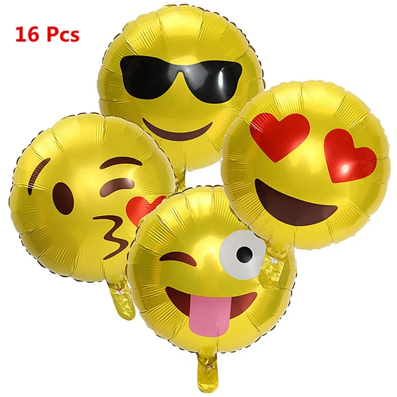 

Brand New 16pcs/set 18 inch Reusable Emoji Mylar Party Balloons Emoji Balloons Emoji Party Supplies Children Toys