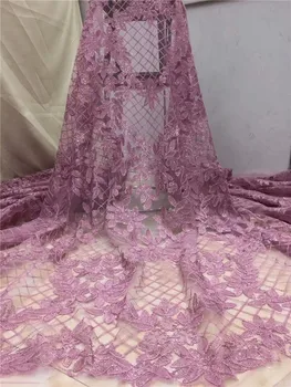 

African Lace Fabric With Sequins 2019 white Latest Fabric High Quality pink Tulle Sequins Lace Fabric For Dress