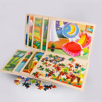 

100 Pcs/Set Baby Toys Dinosaur Fairy Tale Cartoon Animals Jigsaw Puzzle Set Montessori Early Learning & Education Puzzle Toy