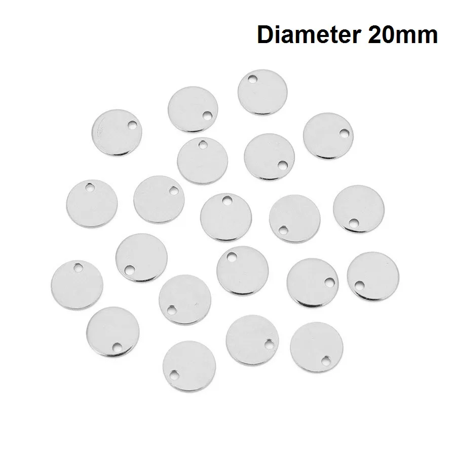 Ckysee 20 шт./лот 6/8/10/12/15/20/25 мм Нержавеющая сталь плоский круглый диск подвески золотой кулон с маленькими отверстиями, штамповка заготовок тегов Подвески - Окраска металла: 20mm Silver